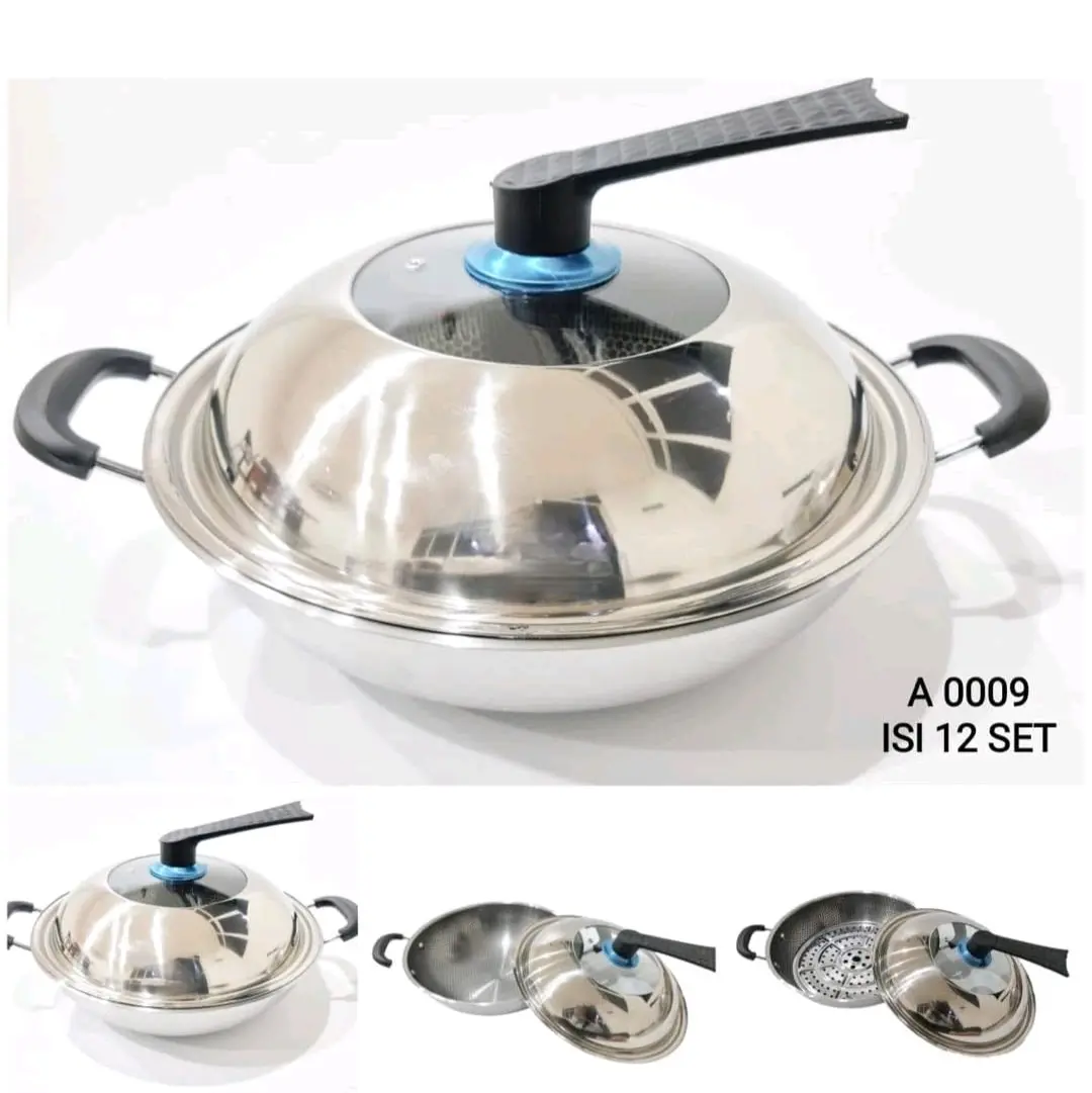 Wajan penggorengan anti lengket sarang lebah stainless 34cm