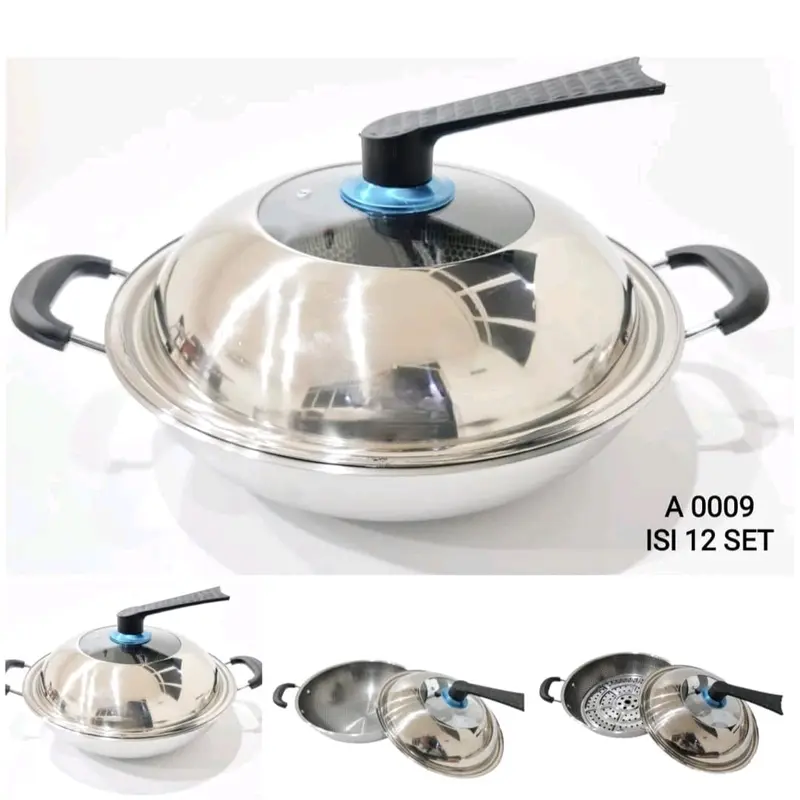 Wajan penggorengan anti lengket sarang lebah stainless 34cm 0