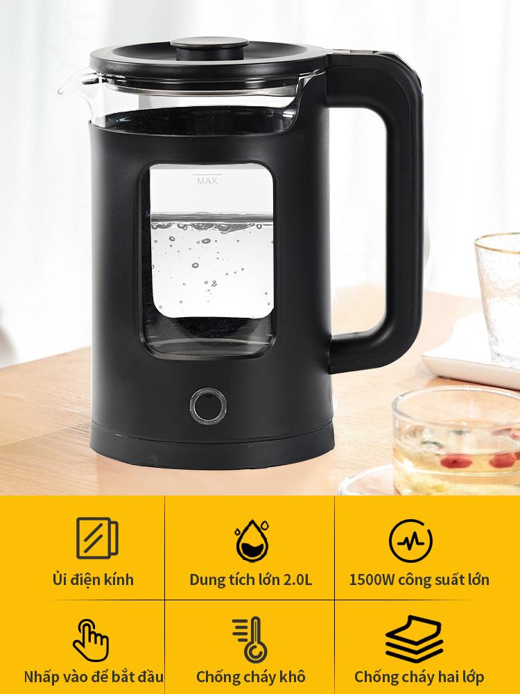 Product Introduction of Ấm siêu tốc AIODIY 2.0L thủy tinh trong suốt tích hợp lớp cách nhiệt bằng thép không gỉ tự động tắt nguồn tiết kiệm điện ấm  siêu Đun Nước Bình Đun Nước 5