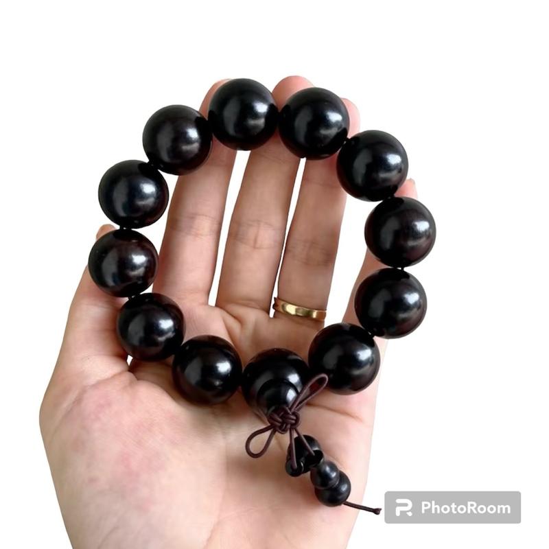 Vòng tay gỗ mun sừng chìm nuớc đen bóng size 6-20 mm phong thuỷ trang sức  Đeo Tay Phụ Kiện Hoa 5