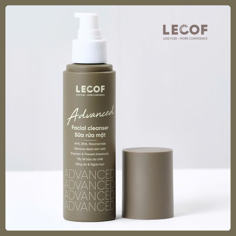  Sữa Rửa Mặt Nam LECOF Trị Mụn Trắng Da AHA BHA Niacinamide - 100ml 