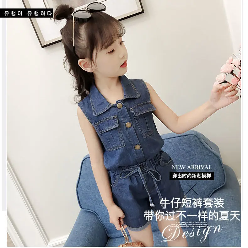 Bộ Đồ Bé Gái, Quần Áo Mùa Hè Mới, Thời Trang, Phong Cách Hàn Quốc, Quần Short Denim, Bộ Hai Mảnh, Quần Áo Thời Trang, Được Nhiều Người Vinh Danh Vào Năm 2025, Thích Hợp Cho Trẻ Em 1