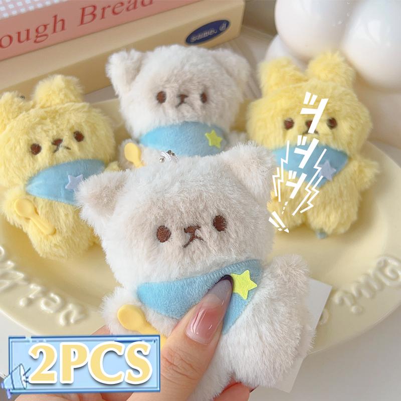  Mặt Dây Chuyền Mèo Con Thiết Kế Dễ Thương Có Thể Phát Âm Thanh Búp Bê Nhồi Bông Thích Hợp Làm Đồ Trang Trí Cặp Sách Học Sinh Mặt Dây Chuyền Thỏ Nhỏ Nhồi Bông Bao Gồm Móc Khóa Móc Khoá Móc Chìa Khoá 