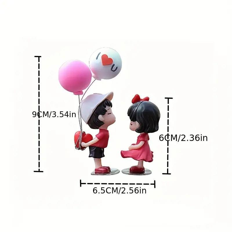 Cartoon Couple Design Car Decoration, Cute Balloon Couple Car Ornament with 4 Sticker, Car Dashboard Ornaments, Car Interior Accessories for Women & Girls 6