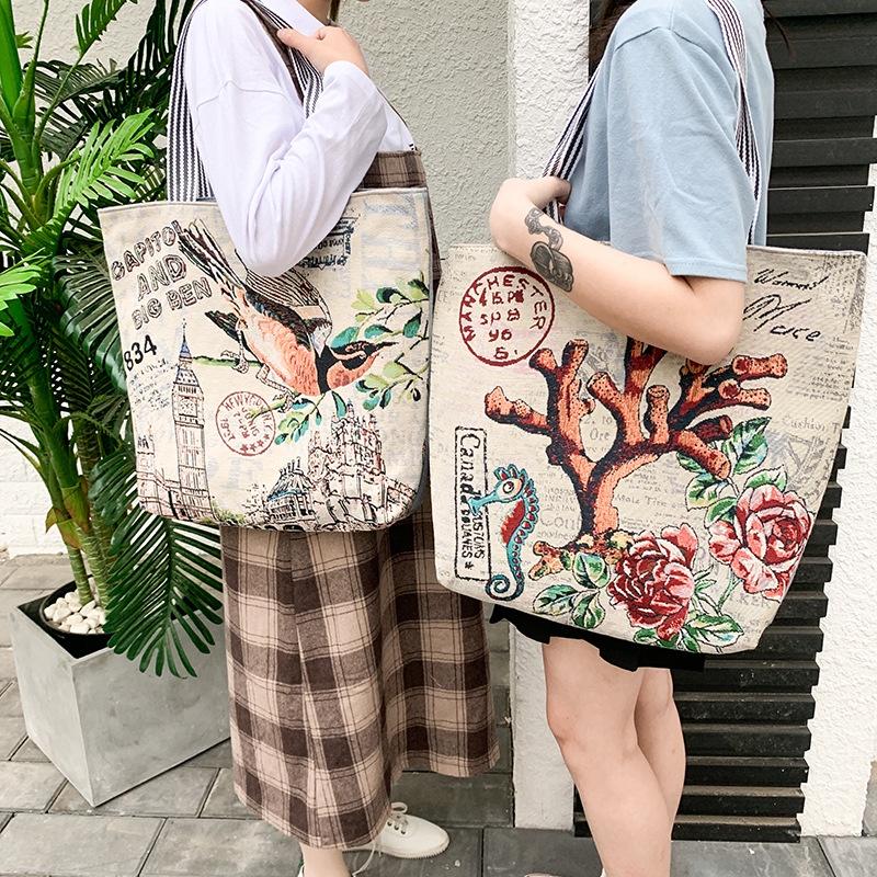 Bộ sưu tập Túi tote hình Chim phong cách Hàn quốc, túi vải nữ đeo vai vải canvas 8