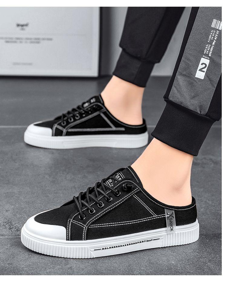 Product Introduction of 2025 [628 Positive Reviews] [Factory Direct Sale] Men's Canvas Shoes Summer No Heel Board Shoes Casual Half Slippers Trendy Shoes Lazy One-Step Men's Shoes 20