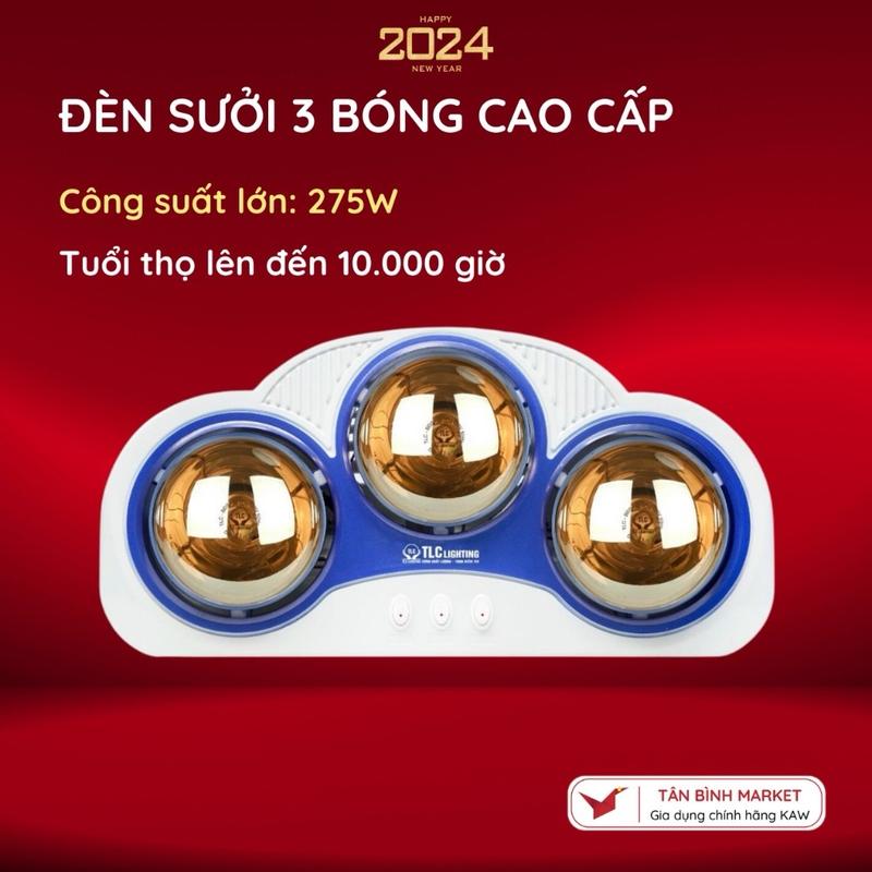 Đèn sưởi nhà tắm 3 bóng Vàng  TLC-SNT/22-BV03 2