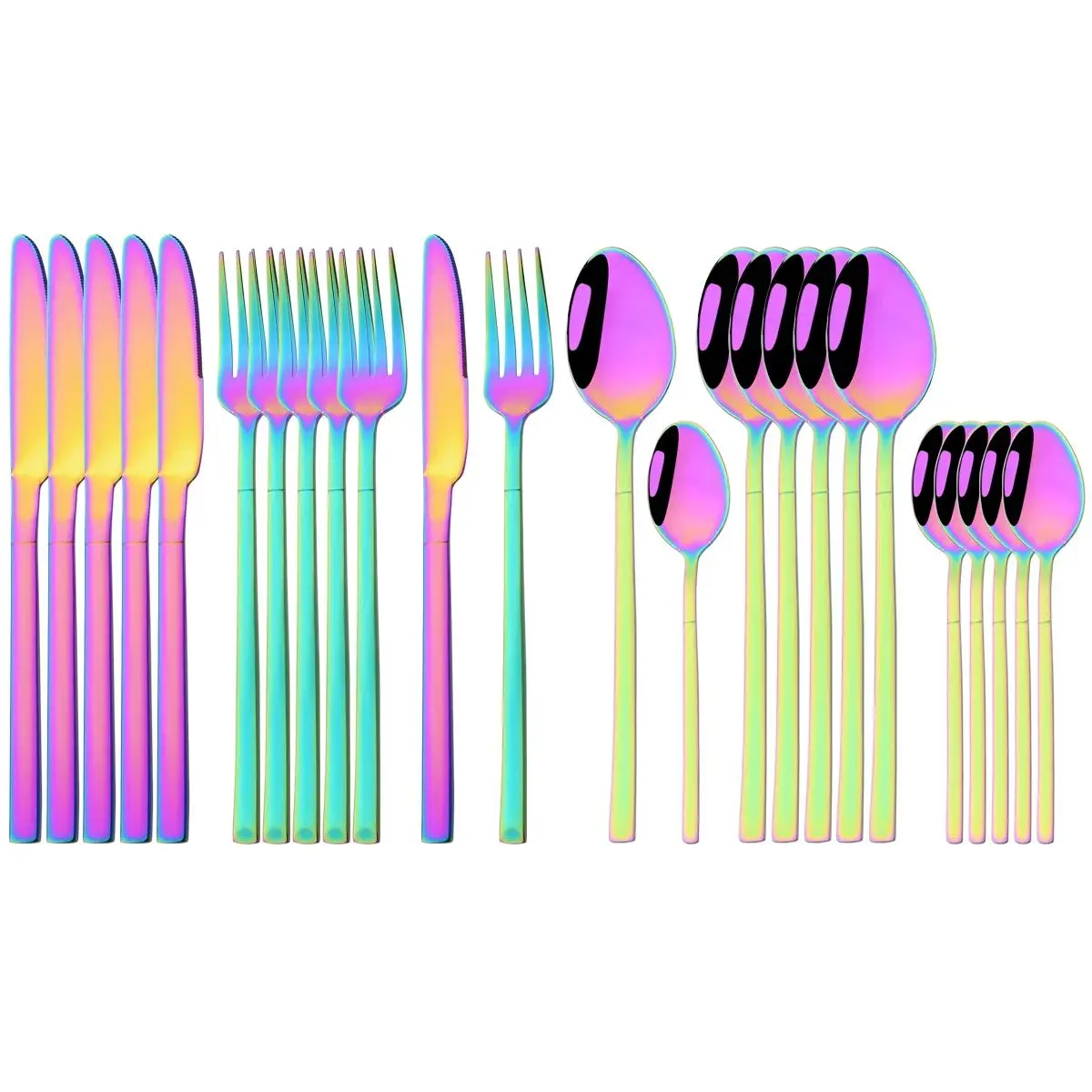 Stainless Steel Cutlery Set, 24pcs/set Including Knife, Fork, Spoon, Chopsticks, Tableware Set for Home Kitchen Party, Kitchen Gadgets, Kitchen Accessories, Dorm Essentials