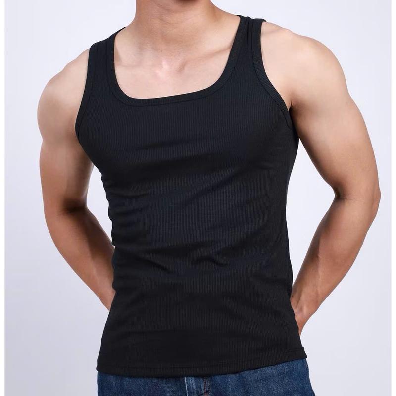Áo Tanktop nam, áo ba lỗ nam cotton gân cổ vuông ôm body, tôn dáng, tập gym, thấm hút mồ hôi