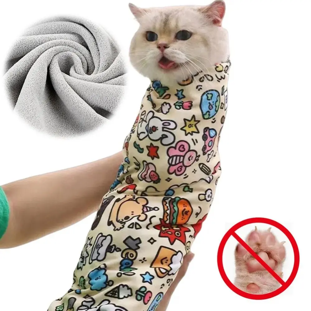 Safe Self-Adherent Cat Grooming Wrap Anti-Escape Anti-Scratch Cat Calming Wrap Anti-Bite Comfortable Cat Restraint Wrap Nail Clipping