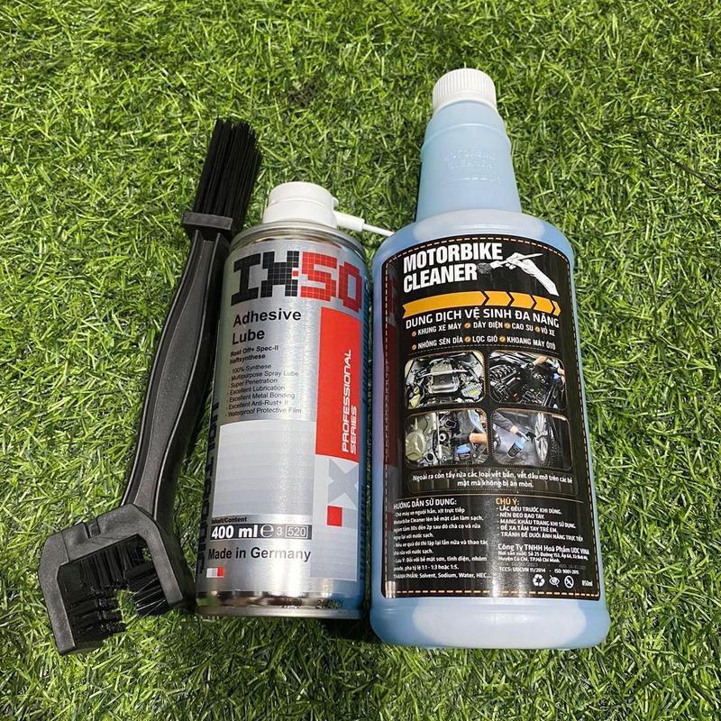 Bộ dưỡng sên Voltronic Ix50 và rửa sên Motobike cleaner 850ml tặng 1 bàn chải