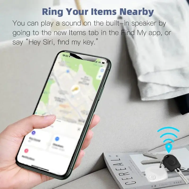 Smart Tracker, GPS Item Location Tracker, Anti-lost Locator, Track Luggage, Wallets, Pets, Compatible with Apple Find My 7