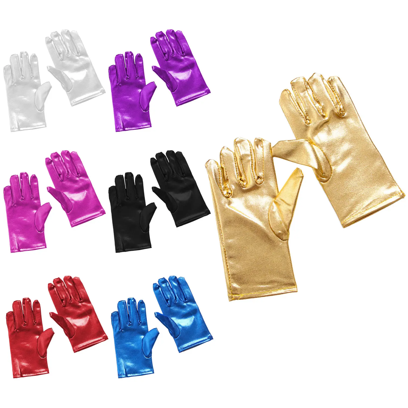 Găng Tay Spandex Kim Loại, JanJean, Giả Da, Găng Tay Cropped, Cho Trang Phục Cosplay Halloween, quà tặng Bữa Tiệc