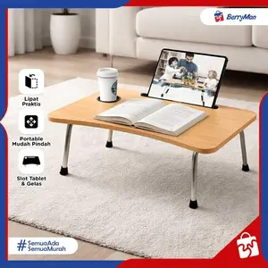 Meja Lipat Laptop Portable Multifungsi Meja Belajar Anak Polos Dengan Tempat Gelas