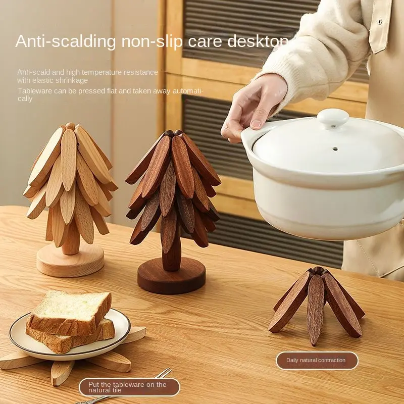 Household high temperature resistant solid wood insulation mat, dining mat, heat-resistant mat, one tree table mat, pot mat, cup mat, sand pot mat, high-end feeling