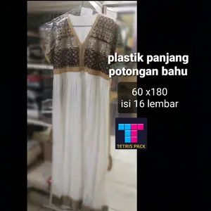 plastik satuan laundry gaun panjang/gamis pon hanger 60x180 isi 16lbr