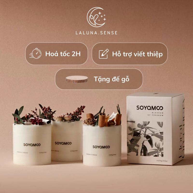  Nến Thơm  Tặng Đế Gỗ  Cao Cấp LALUNA SENSE Tự Nhiên 100% Thư Giãn Sang Trọng Trang Trí Decor Nhà Cửa Dầu Thơm Decor Phòng - Bộ Quà Tặng Valentine Quốc Tế Phụ Nữ 
