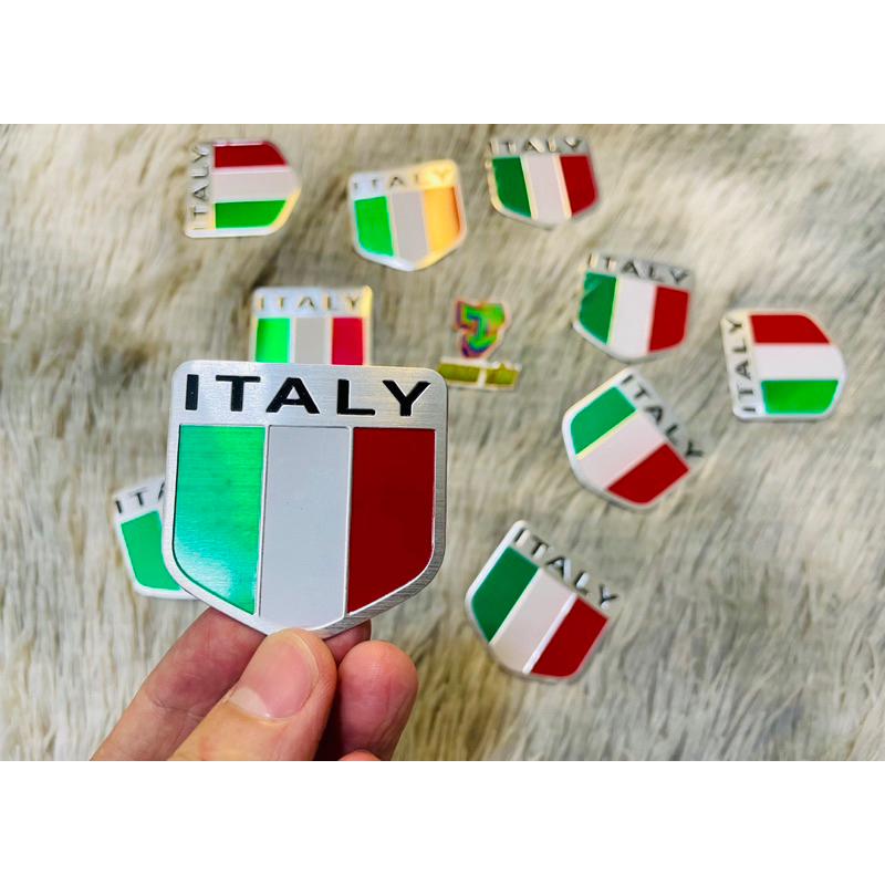 Tem Nhôm - Logo nhôm hình lá cờ nước ITALY trang trí xe 6
