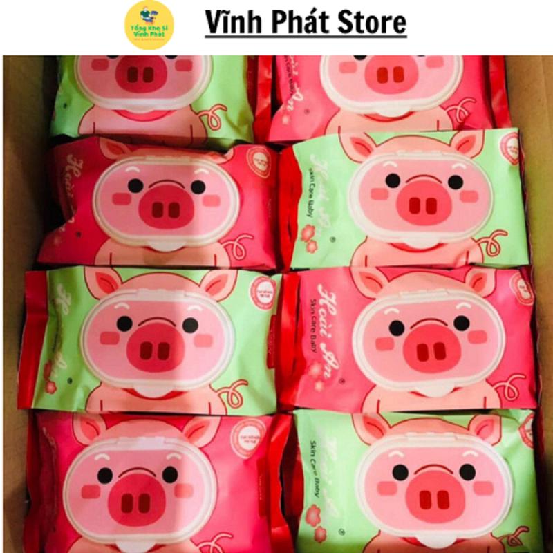 Combo 5 Khăn giấy ướt không mùi ,không cồn kháng khuẩn an toàn cho người sử dụng hình chú lợn 88430 Giấy Ăn