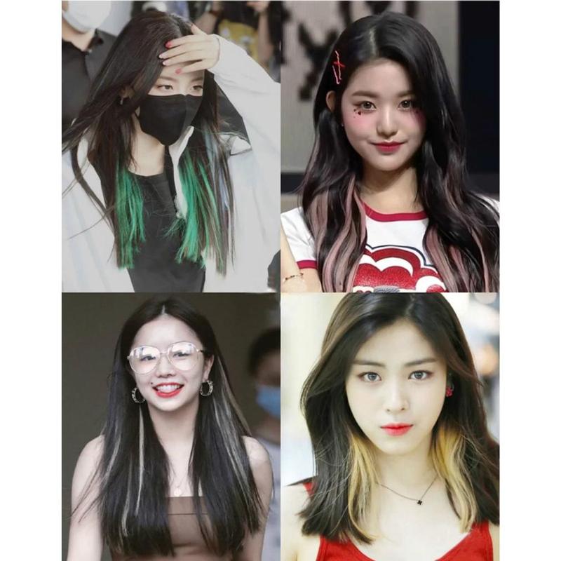 Color Wig Piece Long Hair Highlight Dyeing One Piece Breathable Natural Long Curly Hair Wig Patch. Y2K 7
