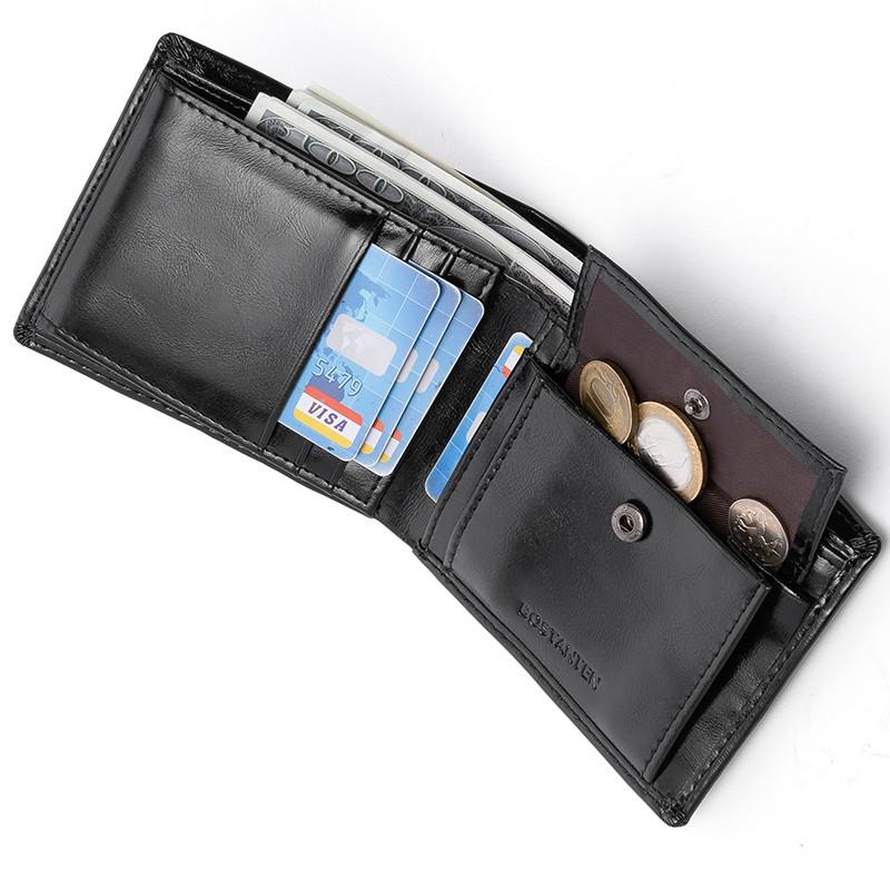 BOSTANTEN Dompet Pria Koin Ritsleting Kulit PU Tiga Kali Lipat Hitam/Coklat/Kopi 3