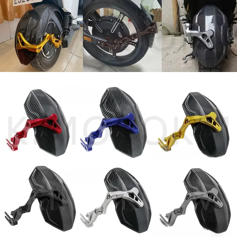 Motorcycle And Bike Carbon Fiber Aluminium Alloy Adjustable Imitation Rear Wheel Fender Mudguard Universal Extender Accessories