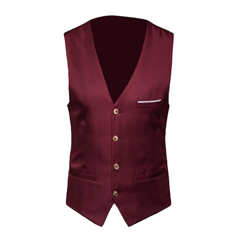 Áo Ghi Lê Vest Vest Nam Trang Trọng, Ngoại Cỡ Bgaeun, Màu Trơn Áo Ghi Lê Công Sở Một Hàng Cúc