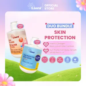 [Bundle Hemat - 2 Pcs] Liora Intense Collagen Body Lotion 200 ML + Liora Sun Protection 40 SPF PA+++ 200ml | Perawatan kulit Kering Kusam dan melindungi dari sinar matahari UV A dan B
