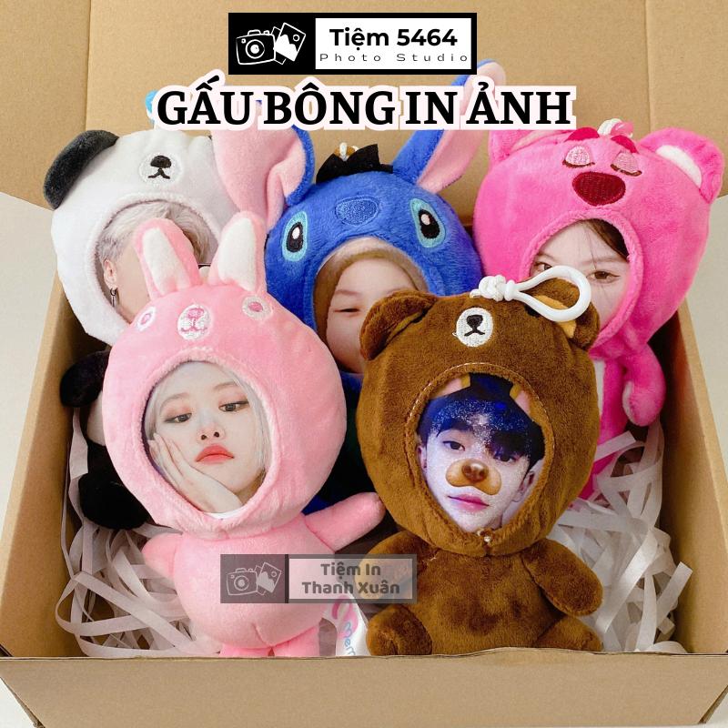 [TẶNG ẢNH] Gấu bông in ảnh mặt móc khóa đôi gấu bông in ảnh ghép hình mặt theo yêu cầu