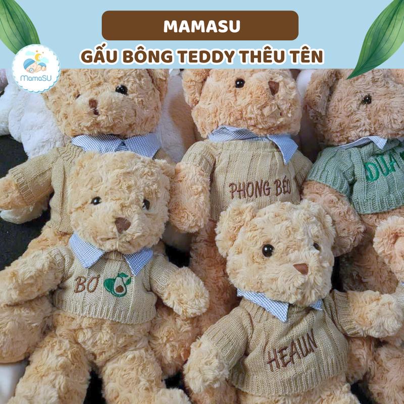 THÊU TÊN Gấu Bông Teddy Thêu Tên Theo Yêu Cầu Gấu Bông Mặc Áo Thêu Tên Quà Tăng Dịp Giáng Sinh Noel Ngày Lễ 14 2 áo xanh không có bpa