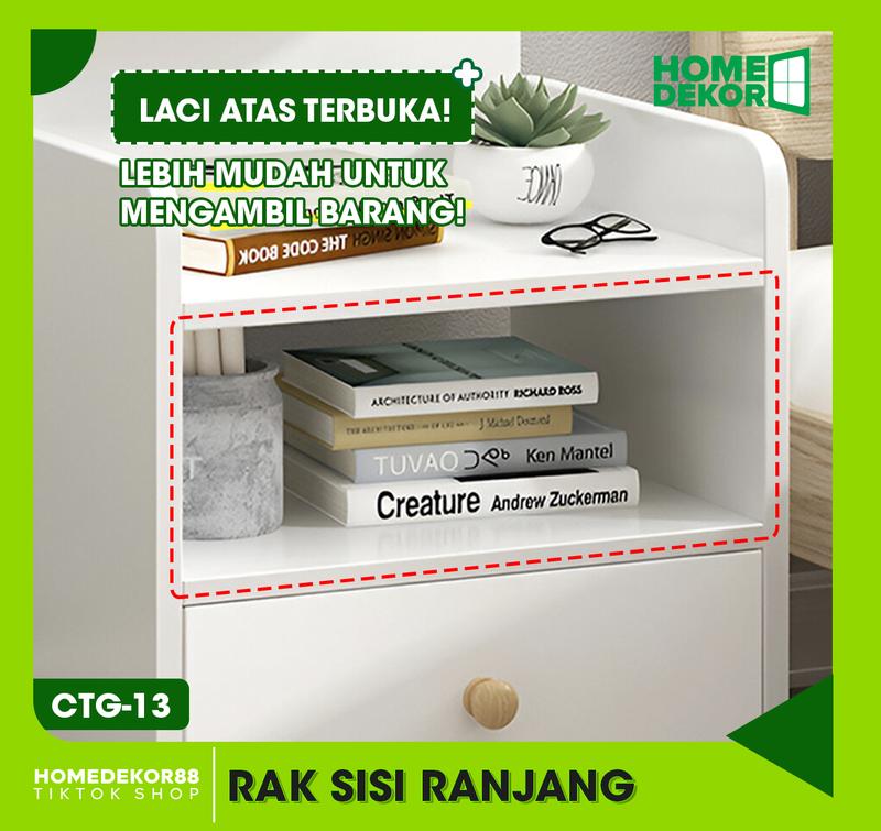 Product Introduction of HOMEDEKOR Meja Samping Tempat Tidur Rak Nyaman Laci 6