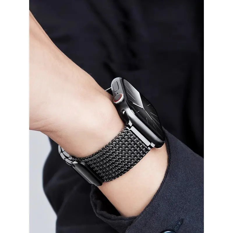 Dây đeo từ tính cho iWatch Ultra, Dây đeo kim loại dệt, Dành cho các mẫu iWatch Ultra 49mm, 45mm, 44mm, 41mm và 40mm, Dành cho nam giới, Dòng đồng Đồng Hồ Apple 9, 8, 7, SE, 6, 5, 4, 3, S8 Ultra, Bao gồm dây đeo 7