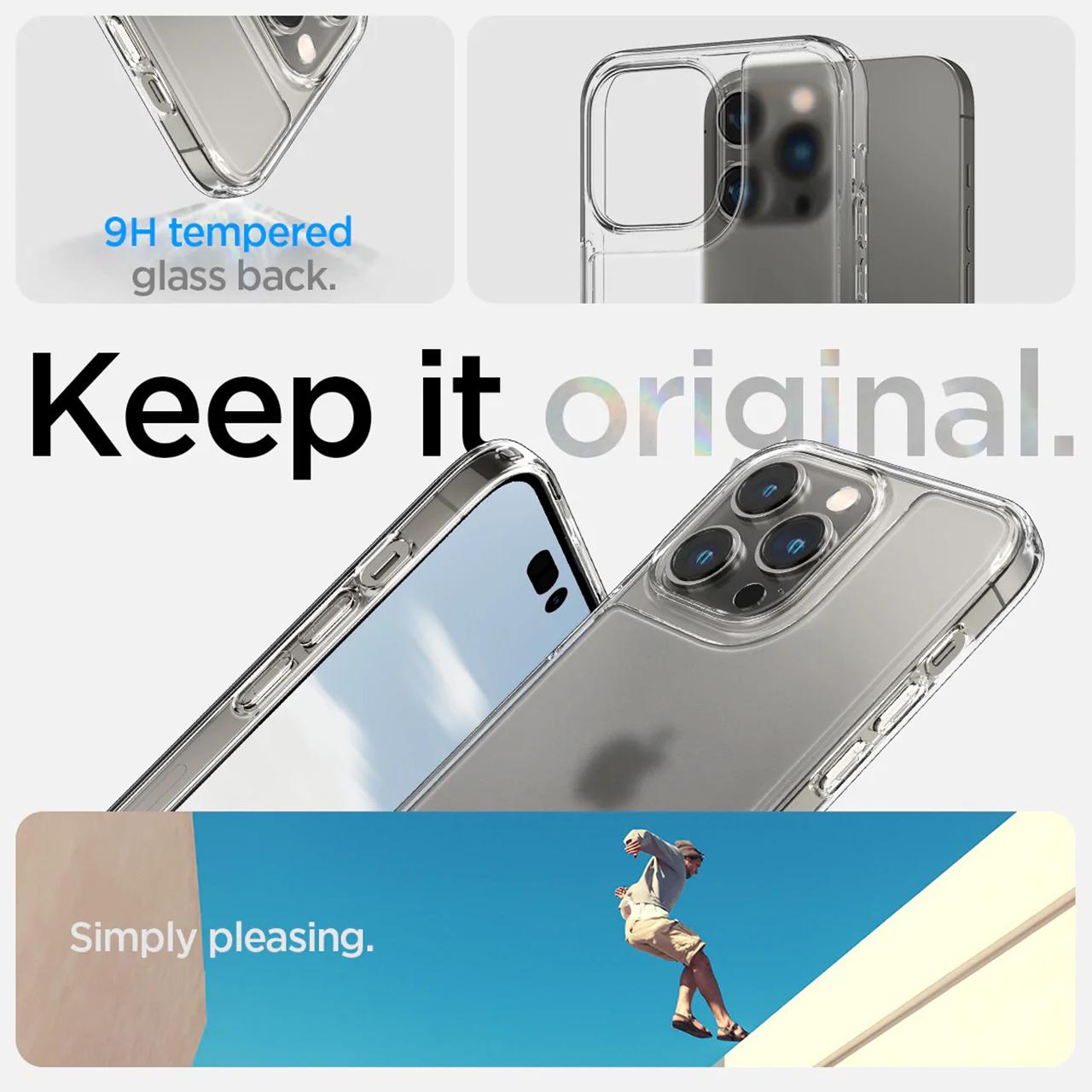 Case iPhone 14 Pro Max Plus Spigen Quartz Hybrid Clear Glass 9H Casing