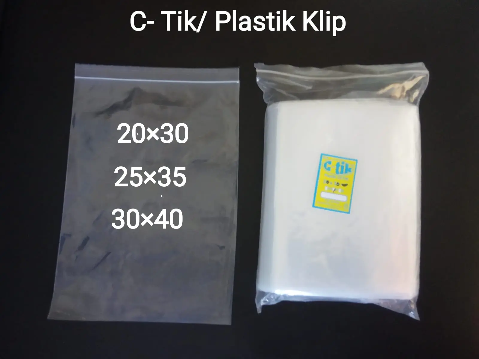 Plastik Klip Uk 20x30, 25x35, 30x40 Plastik Ziplock Plastik Ctik Cetik