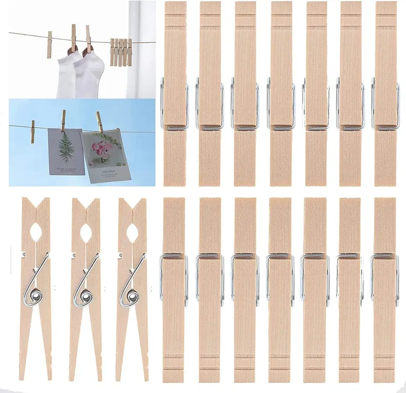 Pack of 100 Wooden Pegs Strong Clothes Pegs for Washing Lines Arts & Crafts Washing Pegs & Photo Hanging 4
