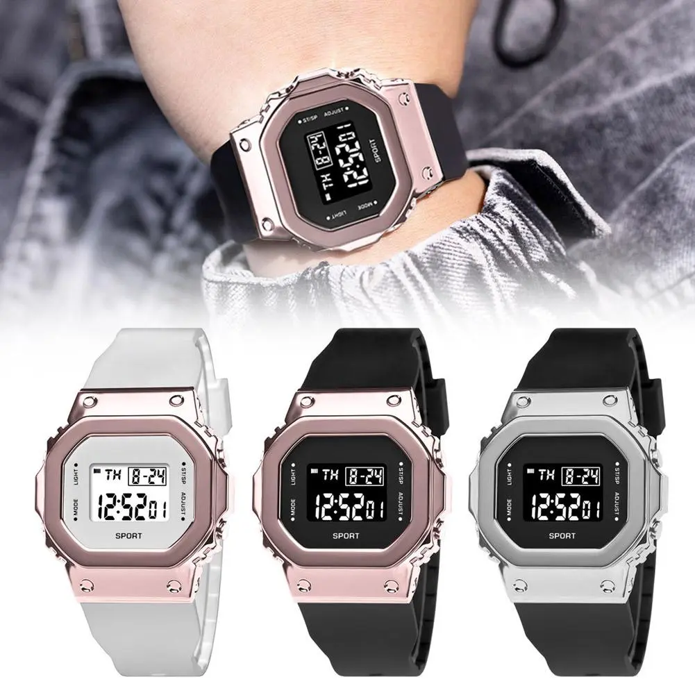 Sport Watch Digital Waterproof Watch Unisex Led Luminous Square Watch Fashion Watch T6B1