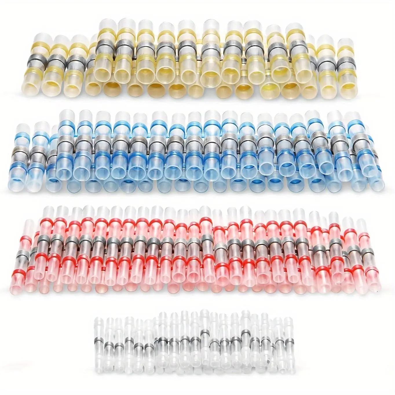 Solder Seal Wire Connectors Kit, Heat Shrink Insulated Butt Sleeve, Waterproof Hot Melt Adhesive Electrical Terminals for Marine, Automotive, Boat