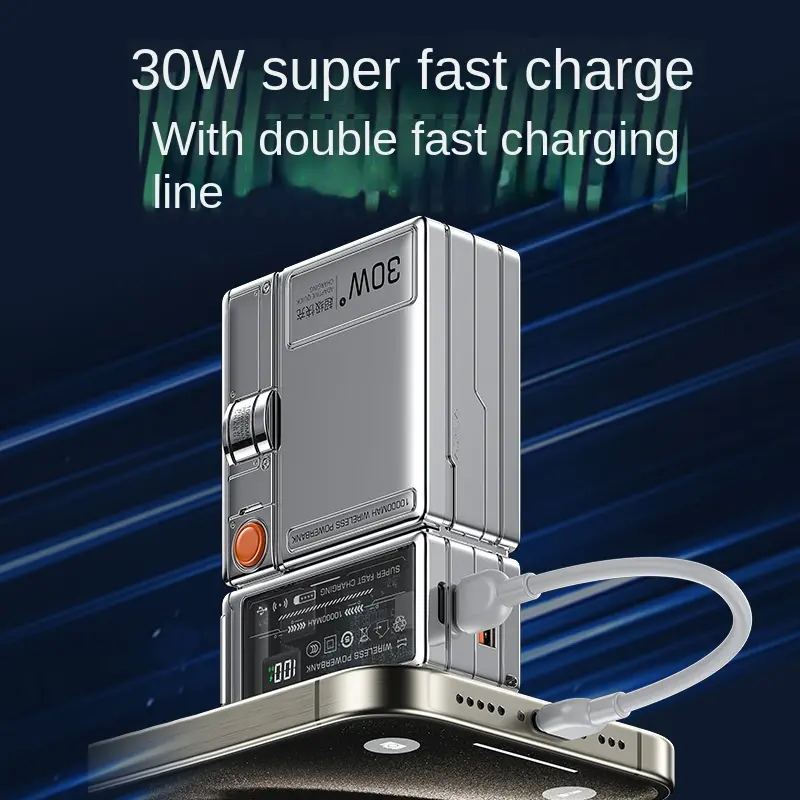 Sạc Dự Phòng, Mới Xuyên Biên Giới, Phích Cắm AC, Có Cáp Tích Hợp Sạc Siêu Nhanh 30W, Cầm Tay, Kích Thước Nhỏ 3 Trong 1, Nguồn Điện Di Động Titan 3