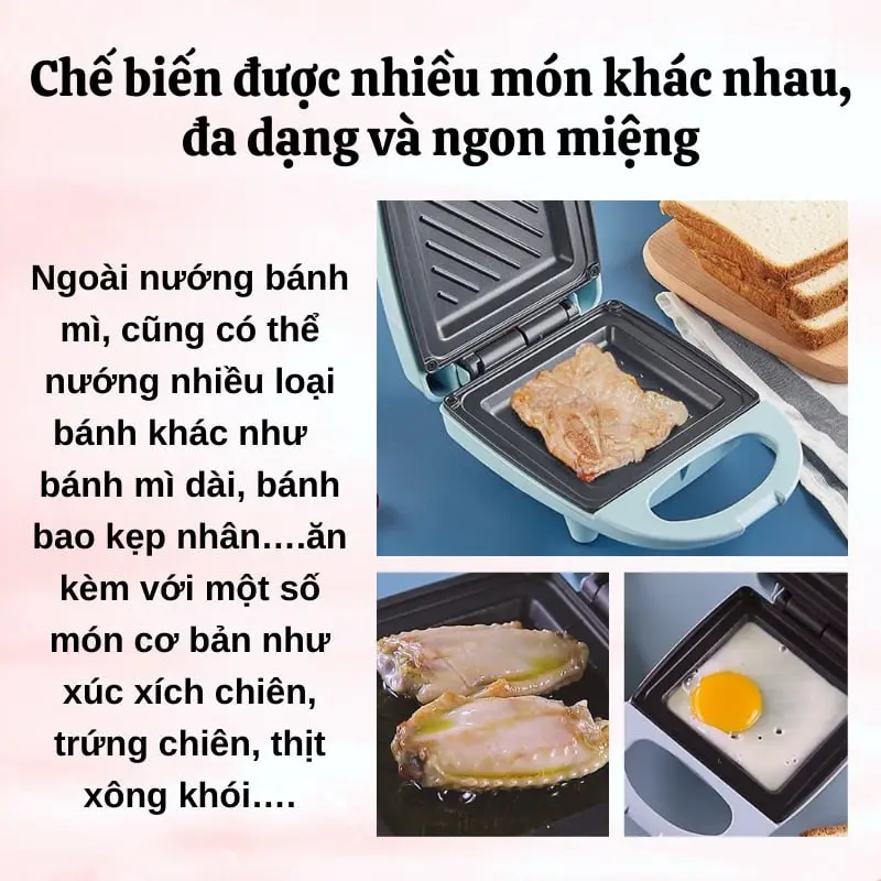 Máy Kẹp Bánh Mì Chống Dính Tốt Nướng Nhanh Chín Đều 6