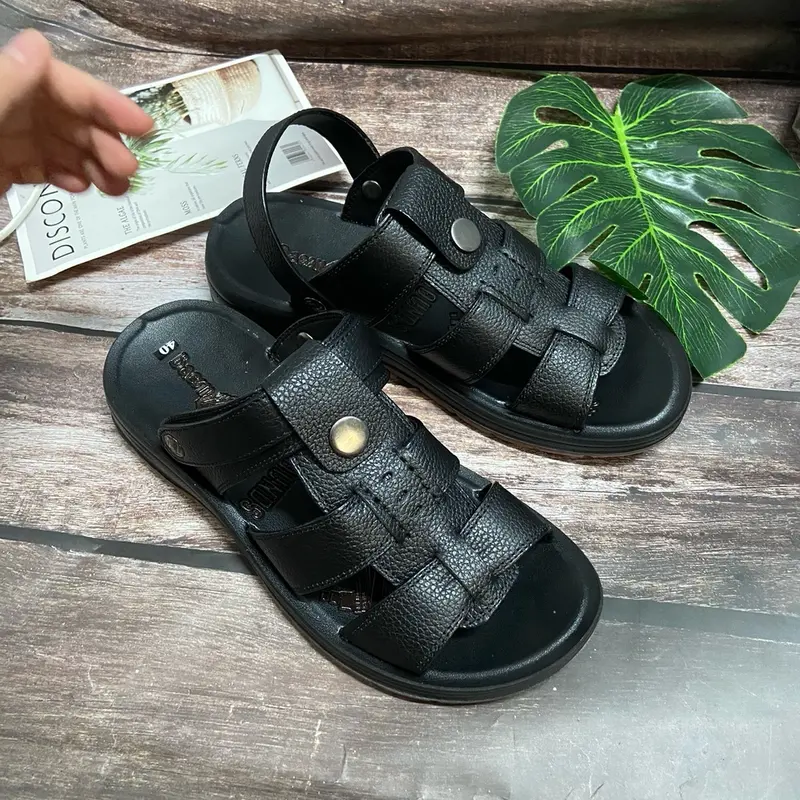 Dép Dọ Da Bò Nappa- ĐẾ KẾP Kiểu Sandal Mũi Mở 2CE Hàng Bảo Hành 12 Tháng Nhung  Đế Bằng DéP 4
