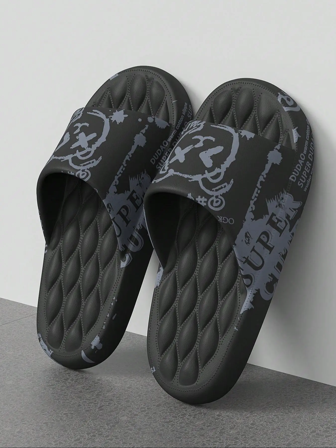 Men's Cartoon Bear Pattern Slippers, Casual Comfortable Home Slippers, Soft Non-slip Slippers for Indoor & Outdoor Wear