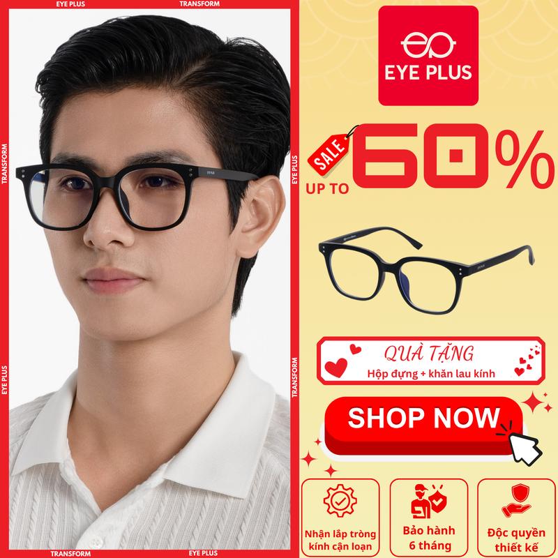 [XẢ KHO] Kính Cận Dáng GM Mắt Tròn 6 Màu Nam Nữ Eye Plus 2505 Gọng Kính Nhựa TR90 Chắc Chắn, Kính Mắt Kiểu Dáng Thời Trang Unisex Hiện Đại