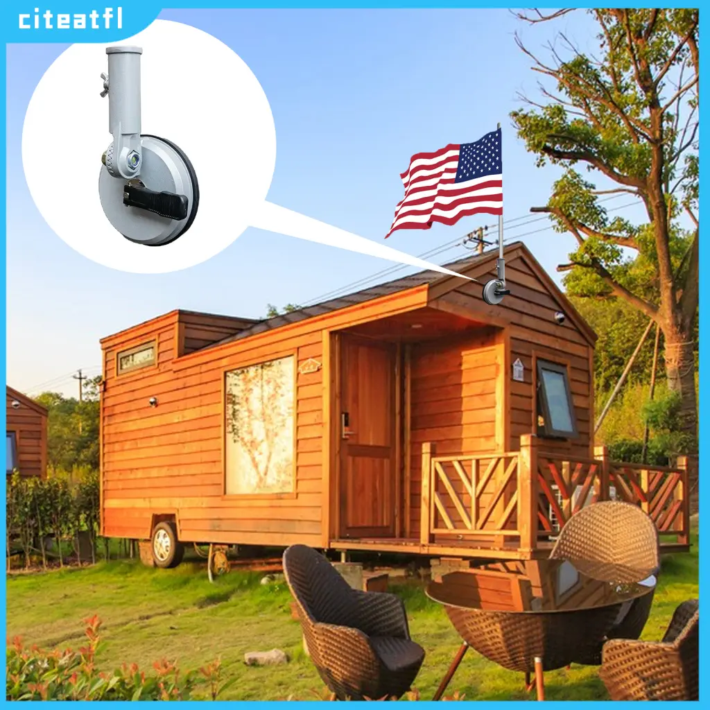citeatfl- Flag Stand Aluminum Flag Pole Mount Rv Flag Mount Aluminum Alloy Base for Easy Installation Versatile Outdoor Flagpole Holder for Rvs Damage-free Design