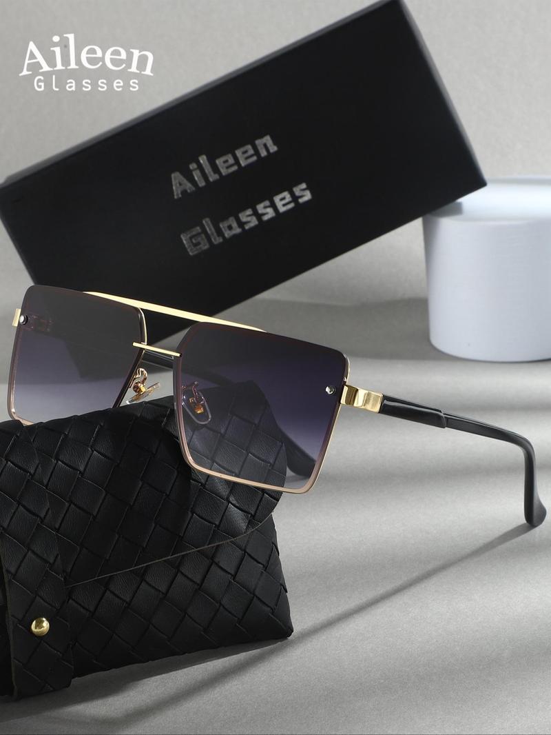 Product Introduction of Unisex Fashionable Ombre Tinted Lens Sunglasses, Trendy Casual Flat Top Frame Sunglasses for Everyday Use, Fashion Accessories for Outdoor Activities 4