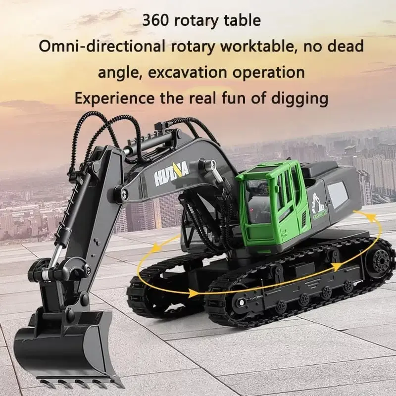PROMO RC Eskavator Excavator Huina 1558 Beko 1/18 11CH Mainan Alat Berat Metal Bucket - Blue Grey 1