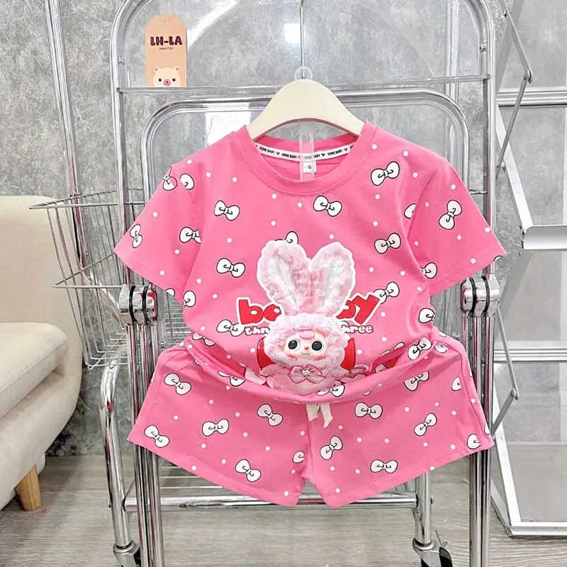 Bộ quân +áo 15-27kg hình babythee in  Nơ kín cho be gái 1
