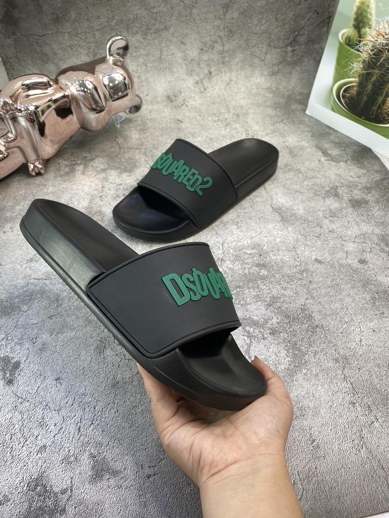 Product Introduction of Dép Dsq mẫu mới quai đen chữ xanh rêu hot màu lạ  Quai Ngang Đế Bằng 2