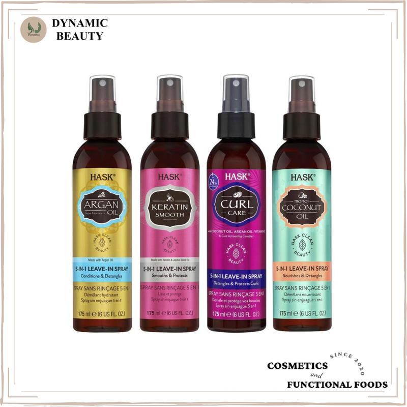 Xịt dưỡng tóc Hask argan oil keratin protein curl care coconut oil 5-in-1 leave-in 175ml