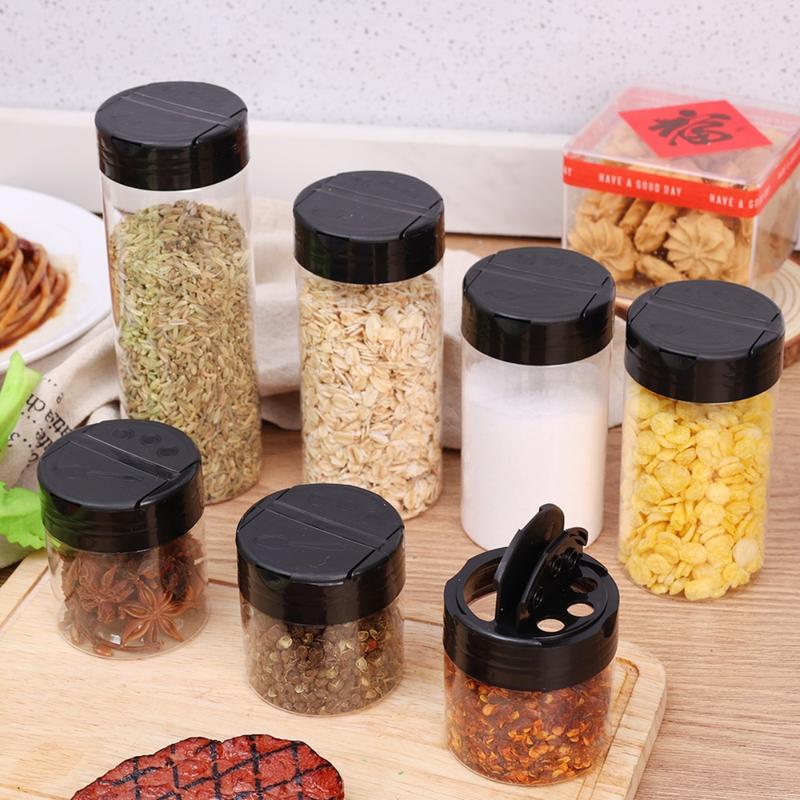 New Arrival 100ML-300ML Clear Plastic Spice Jar Double Flip Cover Design Kitchen Seasoning Containers Spice Powders Seasoning Box 1
