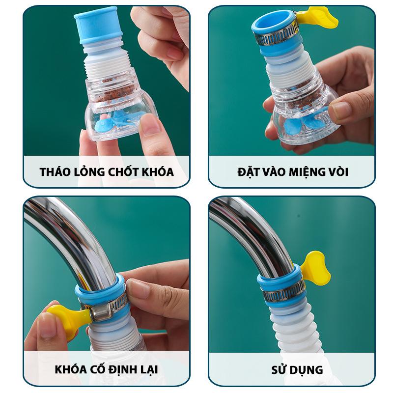 Product Introduction of Combo 6 Vòi Nước Rửa Bát Xoay 360 DLS Đầu Vòi Nước Chống Bắn Nước Có Thể Kéo Dài Đầu Lọc Nước Tại Vòi Tiện Lợi An Toàn Vệ Sinh 5